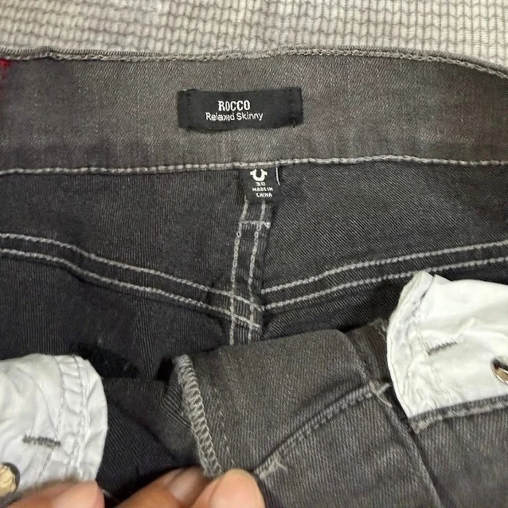 True Religion Rocco Relaxed Skinny Jeans Men 30X32 Grey Charcoal Denim Pants NEW